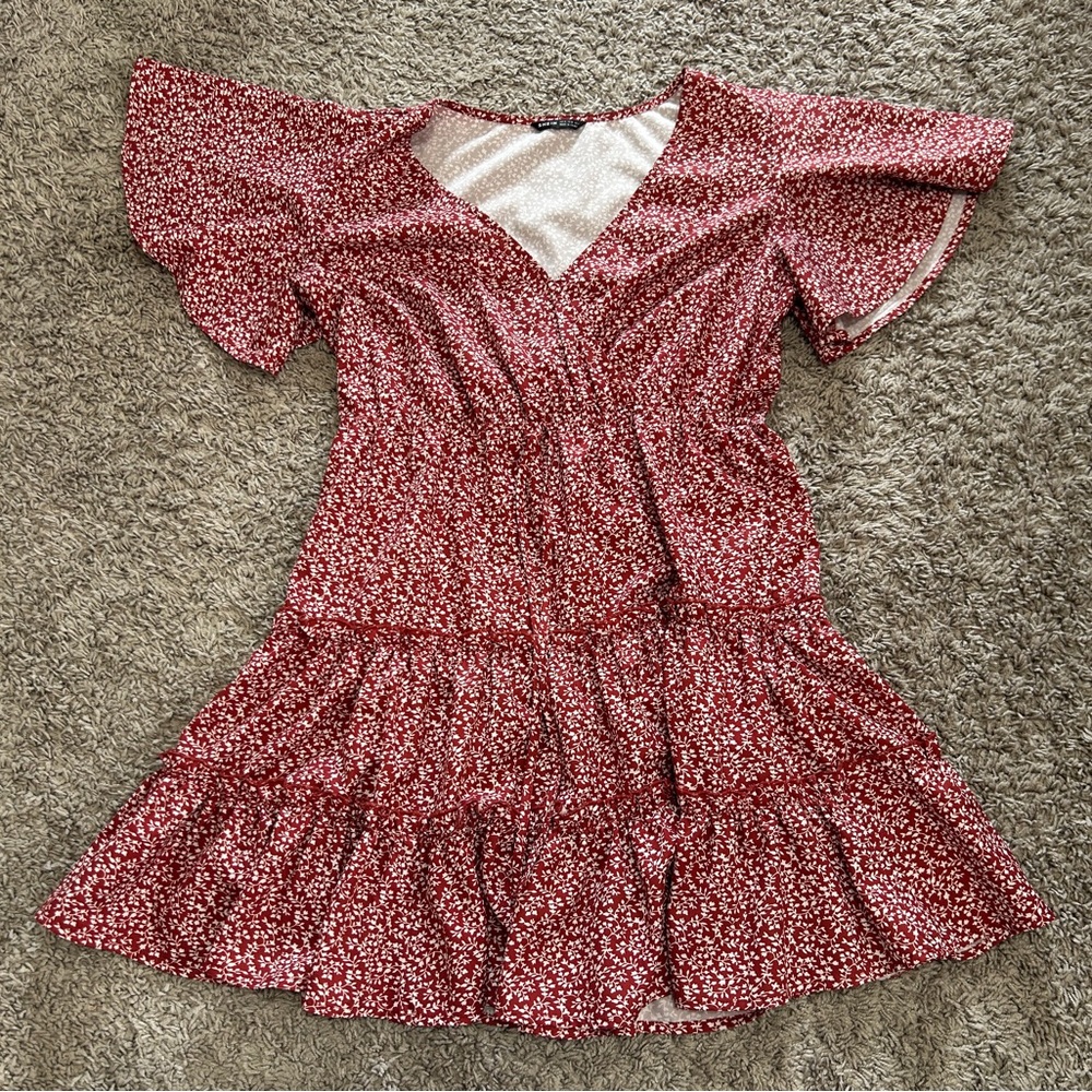 SHEIN Red Floral Midi Dress